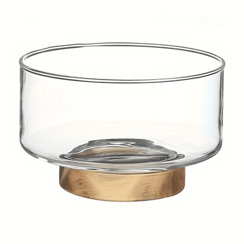 Fruktskål i glass med trepedestal 1