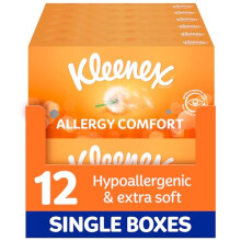 Kleenex Allergy Comfort Tissues - Pack of 12 Tissue Boxes- Hayfever Allergy Comfort Tissues - Extremely Gentle, Perfect for Hay Fever Symptoms