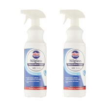 Nilco Set of 2 Nilglass Professional H3 Glass Mirror Cleaner 1 Litre - Trigger Spray Bottle For Cars Homes Window Cleaning No Smears Quick Easy to Us