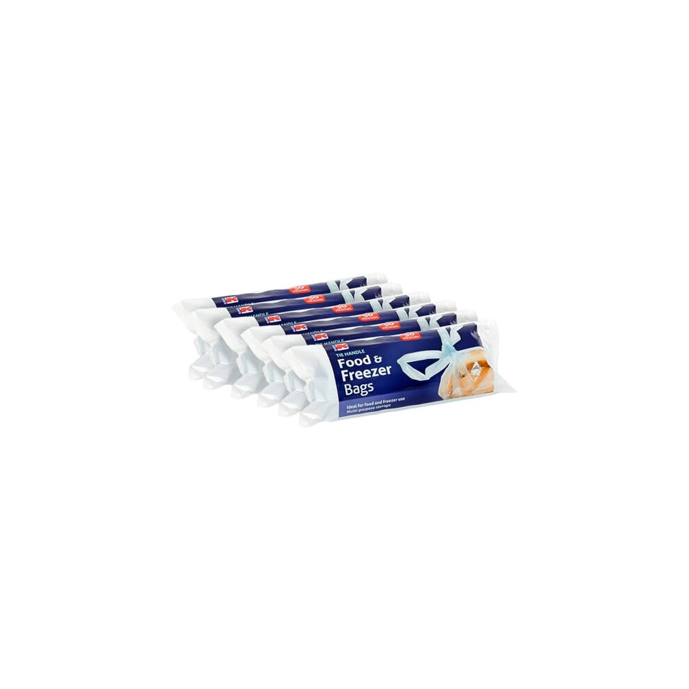 Kordis Strong Tie Handle Food Freezer Bags - 6 X 50 Medium Fridge Bags For Storage - Blue Plastic With Handles To Keep Food Fresh - For Home & Travel