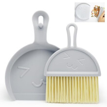 Mini Dustpan and Brush, Grey Broom and Dustpan Set, Portable Cleaning Brush and Dustpan Combo, Flexible Lip, Perfect for Dust, Dirt and Crumbs, Ideal