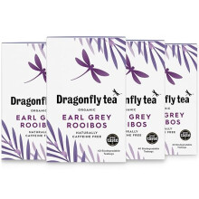 Dragonfly Organic Earl Grey Rooibos Tea, Pack of 4 x 40 (160 Teabags) Naturally Decaf Earl Grey Tea Bags, Caffeine-Free Teabags, With real Bergamot O