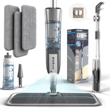 360 Rotating Spray Mop for Floors - 3 Washable Microfiber Pads, 400ml Large Tank, Lightweight Mop with Spray Function for Quick Cleaning Hardwood, T