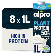 Alpro Soya Drink High Protein PlantBased Long Life Dairy Free Lactose Free Milk Alternative 1L Pack of 8