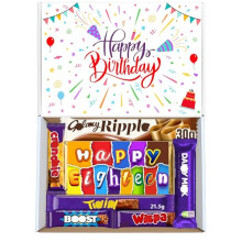 HAPPY EIGHTEEN Birthday Chocolate Box Birthday chocolate hamper Gift for Her Him Gift for Friend Letterbox Friendly Chocolate Lover