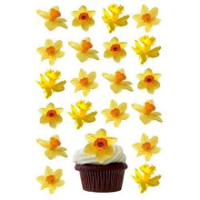 Anglesit Pre-Cut Daffodil Flowers Edible Wafer Paper PreCut Cupcake Cake Toppers Birthday Party Wedding Baby Shower Easter Decorations