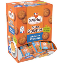 St Michel - Small Pure-Butter & Chocolate Chips French Galettes - Coffee Side, Individually Wrapped - Petites Galettes tout au Beurre & aux Pépites d