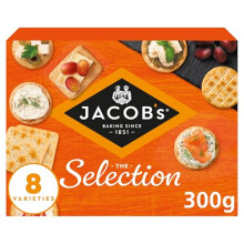 JACOB'S Biscuits Cheese Crackers Tub, 8 Cracker Varieties, The Selection, 300 g (Pack of 1)