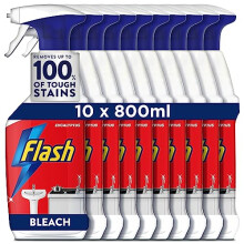 Flash Multi Purpose Bleach Cleaning Spray, For Hard Surfaces, Kitchen Cleaner Sprays, 8 L (800ML x 10)