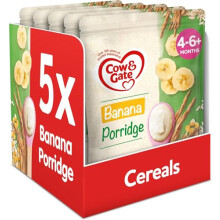 Cow & Gate Banana Porridge Baby Food Cereal, 4-6+ Months, 125g (Pack of 5)