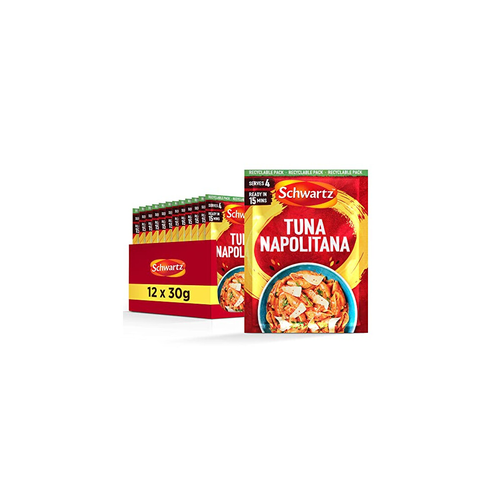 Schwartz Tuna Napolitana Recipe Mix 30 G | Serves 4 | Pack Of 12 | Rich And Creamy Taste | Simple, Easy, Quick And Flavourful Pasta Dish | With Sweet