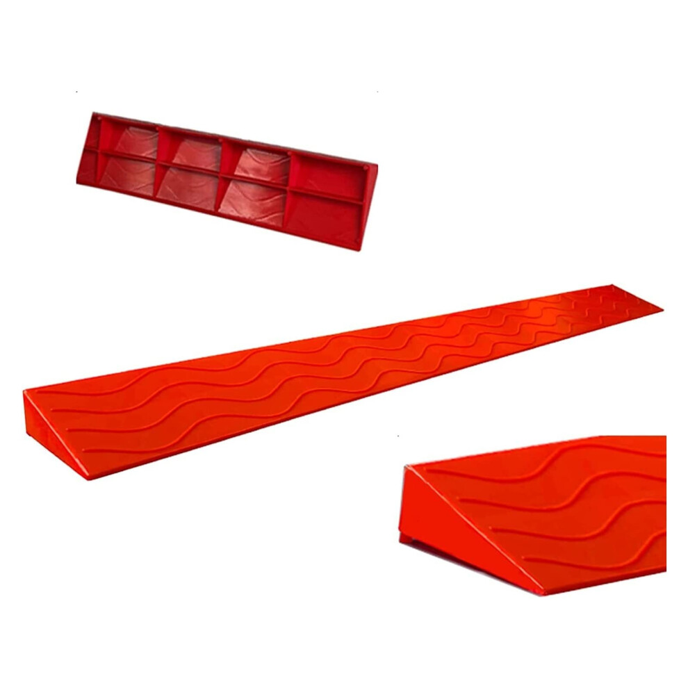 Red Wheelchair Threshold Ramp 39.4X3.9x1.2in Nonslip Cuttofit Indoor Doorway Ramp For Steps And Scooters