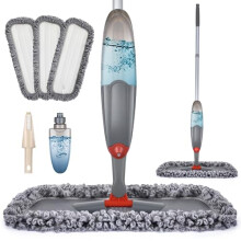 Spray Mops for Floors, Domi-patrol Microfibre Flat Floor Mop with Sprayer Dry Wet Cleaning for Hardwood Laminate Tiles Floors, Dust Mop with 3 Reusab