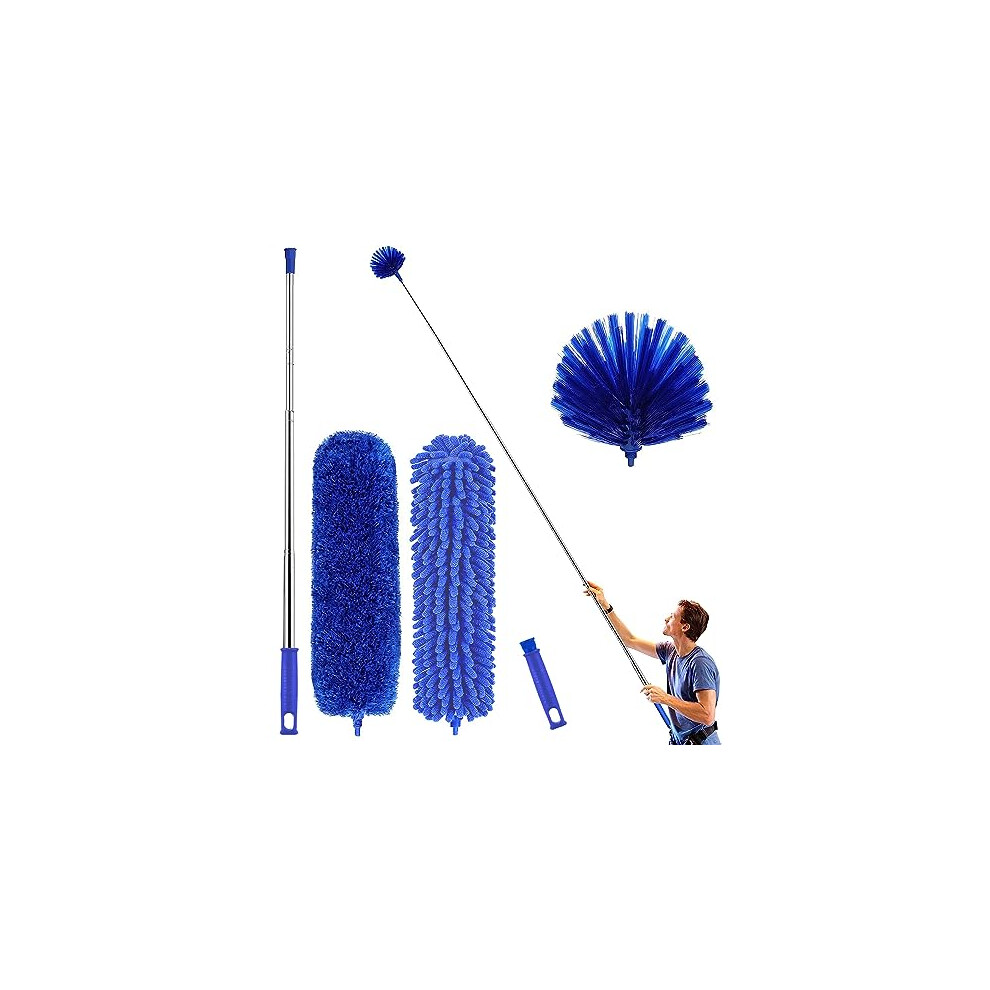 Lomida Microfiber Duster, Feather Duster Cleaning Kit With Telescoping Extension Pole 30-81 Inch, Reusable Bendable Dusters, Washable Lightweight Dusters Fo