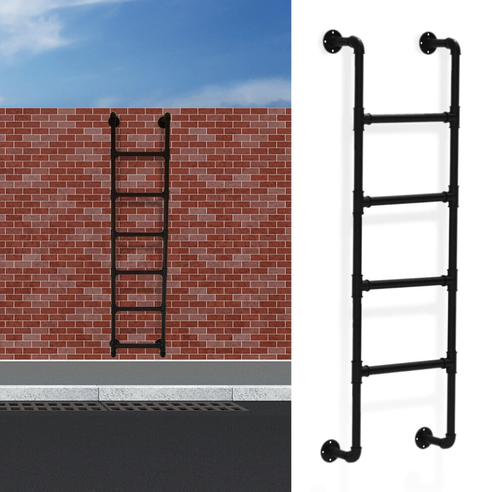 Black Wrought Iron Wall Mounted Metal Ladder 330Lbs Capacity For Attic Bunk Bed And Basement Egress 9310869746768