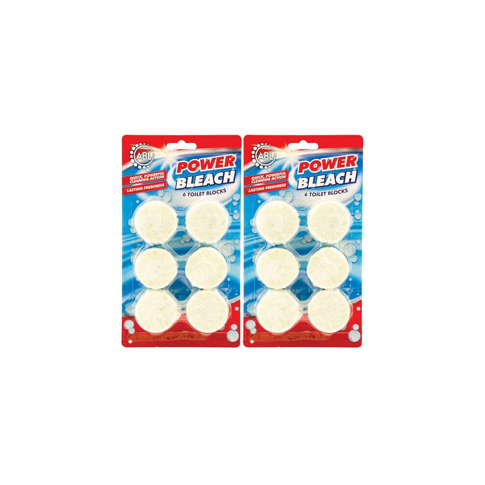 Power Bleach Toilet Blocks, Cistern Blocks, Bleach Toilet Tablets 2 X 6 Pack Abl Supplies