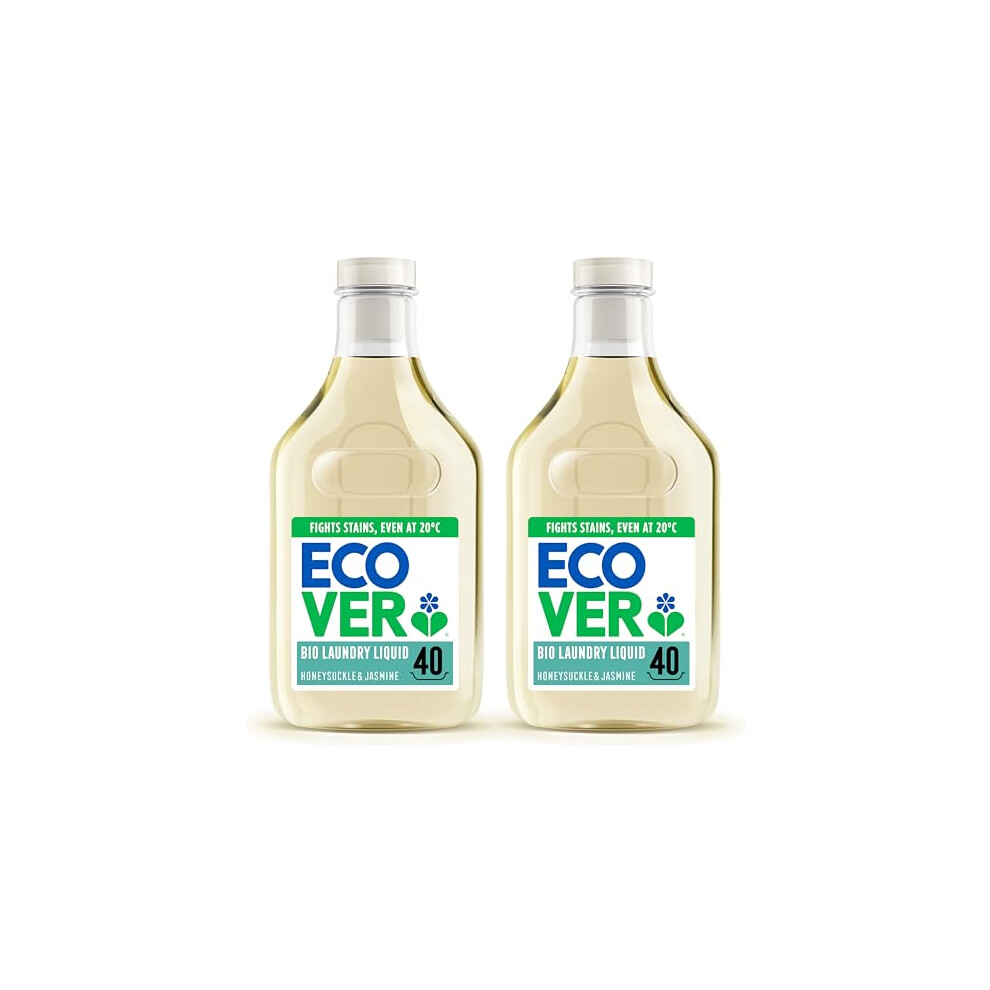 Ecover Concentrated Bio, Laundry Detergent, Laundry Washing Liquid, Honeysuckle & Jasmine, 2X Pack Of 40 Washes, 2X 1.43L
