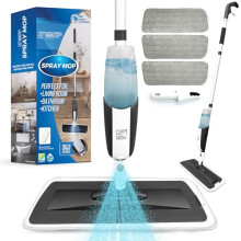 Spray Mop with Washable Pads Floor Mop with Spray, 360 Swivel Head, Wet and Dry, Free Scraper and 3 Microfibre Replacement Head Pads - Mops for Clea