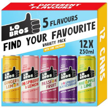 Lo Bros Kombucha Drink - Find Your Favourite Flavour - Sparkling Refreshing Soft Drink with Natural Ingredients and Live Cultures, Probiotic for Gut