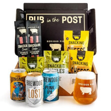 Serious Pig + BrewDog Craft Beer and Snacks Selection Box with Glassware Gift Set (10 Pack)