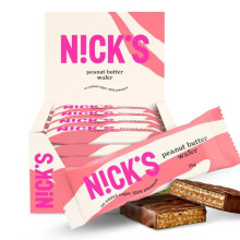 NICKS Peanut Butter Wafer Bars, Low Carb Chocolate Biscuits Candy Snack Bar, 160 Calories, No Added Sugar Gluten Free Sweets (Multipack 24x35g)