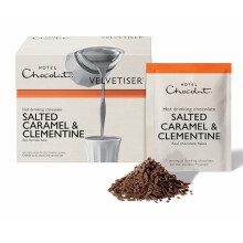 Hotel Chocolat Salted Caramel & Clementine Hot Chocolate Sachets - Luxury Chocolate Flakes - Pack of 10 Single-Serve Sachets, 310g - Suitable for Veg