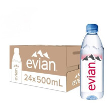 Evian Natural Spring Mineral Rich Water Bottle, 24 X 500 ml