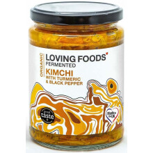 Loving Foods *Organic & Made in the UK* Turmeric & Black Pepper Kimchi (475g) Raw, Unpasteurised & Bursting with Beneficial Live Bacteria (6 x Jars)