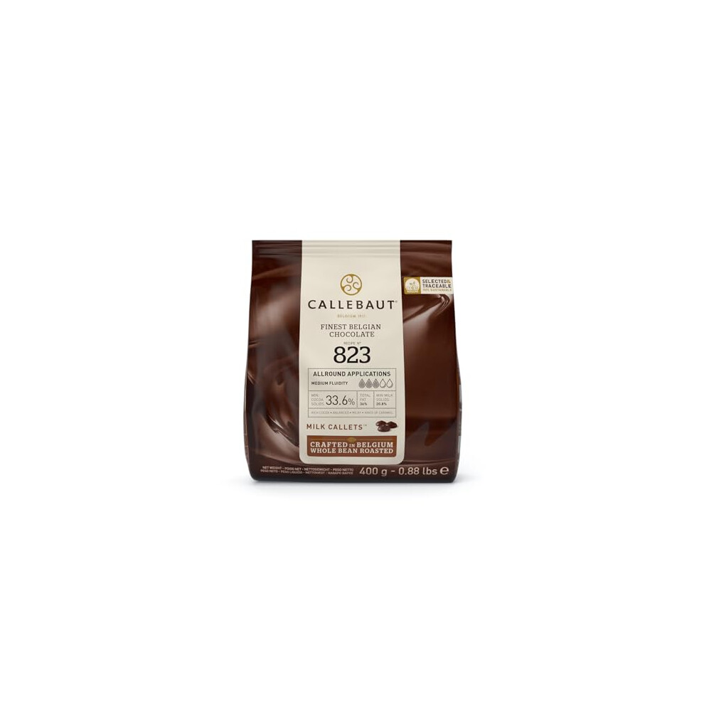 Callebaut 823 Finest Belgian Milk Chocolate Couverture Callets 336 Cocoa 400G
