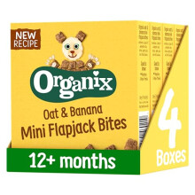 Organix Organic Flapjacks for Toddlers Oat Banana SugarFree 4 x 20 g Bites Per Box 4 Boxes Total