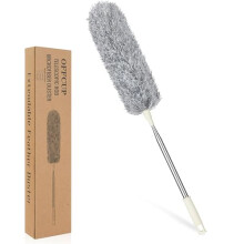 OFFCUP Feather Duster, Extendable Microfiber Duster with 96" Stainless Steel Telescopic Pole and Bendable Head, Long Handled Dusters for Cleaning Cob
