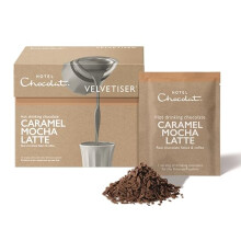 Hotel Chocolat Caramel Mocha Latte Hot Chocolate Sachets - Luxury Chocolate Flakes - Pack of 10 Single-Serve Sachets, 310g - Suitable for Vegetarians