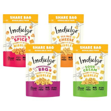 Indulge - Crunchy Corn Nibbles - Variety Share Box (4 Flavours) - Gluten Free, Low Salt, Low Fat, Nut Free, Vegan - 100g (Pack of 4)