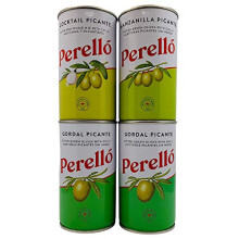 Perello Olives Variety Pack 4 x 350g Gross (150g Net) Spanish Gordal Picante Green Olives, Manzanilla Picante Olives and Cocktail Picante Olives. Sec