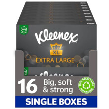 Kleenex Extra Large Facial Tissues, 16 Standard Tissue Boxes (1440 Tissues) - 100% Recyclable Packaging