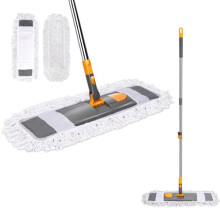 Masthome Floor Mop, 55cm Wide Industrial Mops with 2 Reusable Microfibre Pads, 125cm Stainless Steel Long Handle Large Commercial Flat Mops for Clean