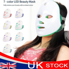 7 LED Light Photon Therapy Face Neck Mask Rejuvenation Skin Wrinkles Anti-aging