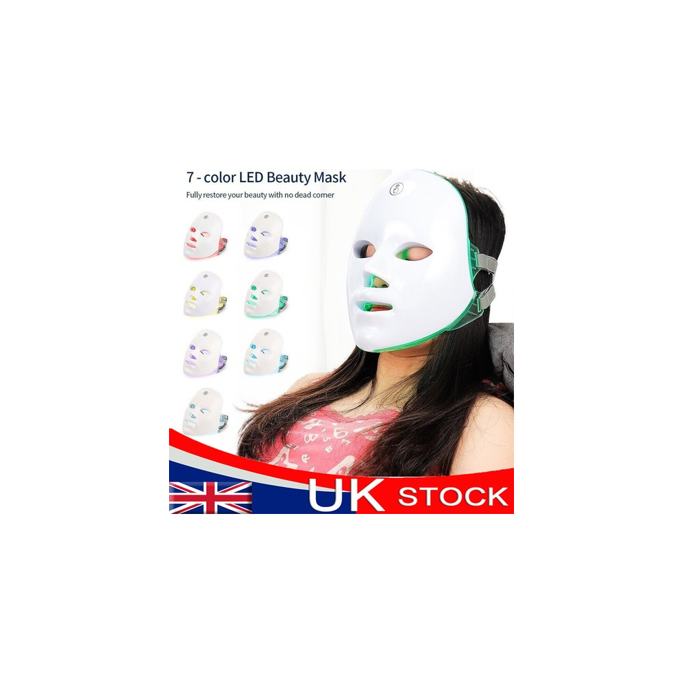 Led Light 7 Photon Therapy Face Neck Mask Rejuvenation Skin Wrinkles Anti-Aging