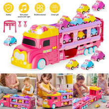 Princess Transporter With 6 Small Cars 2 Folding Racing Racks with Sound&Lights