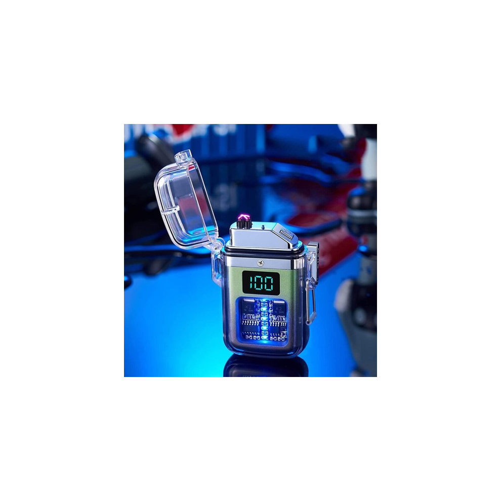 Electric Lighter Flameless Usb Rechargeable Dual Arc Waterproof Windproof Uk
