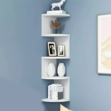 5 Tier Floating Corner Shelves Wooden Storage Display Shelf Units Wall Mount UK