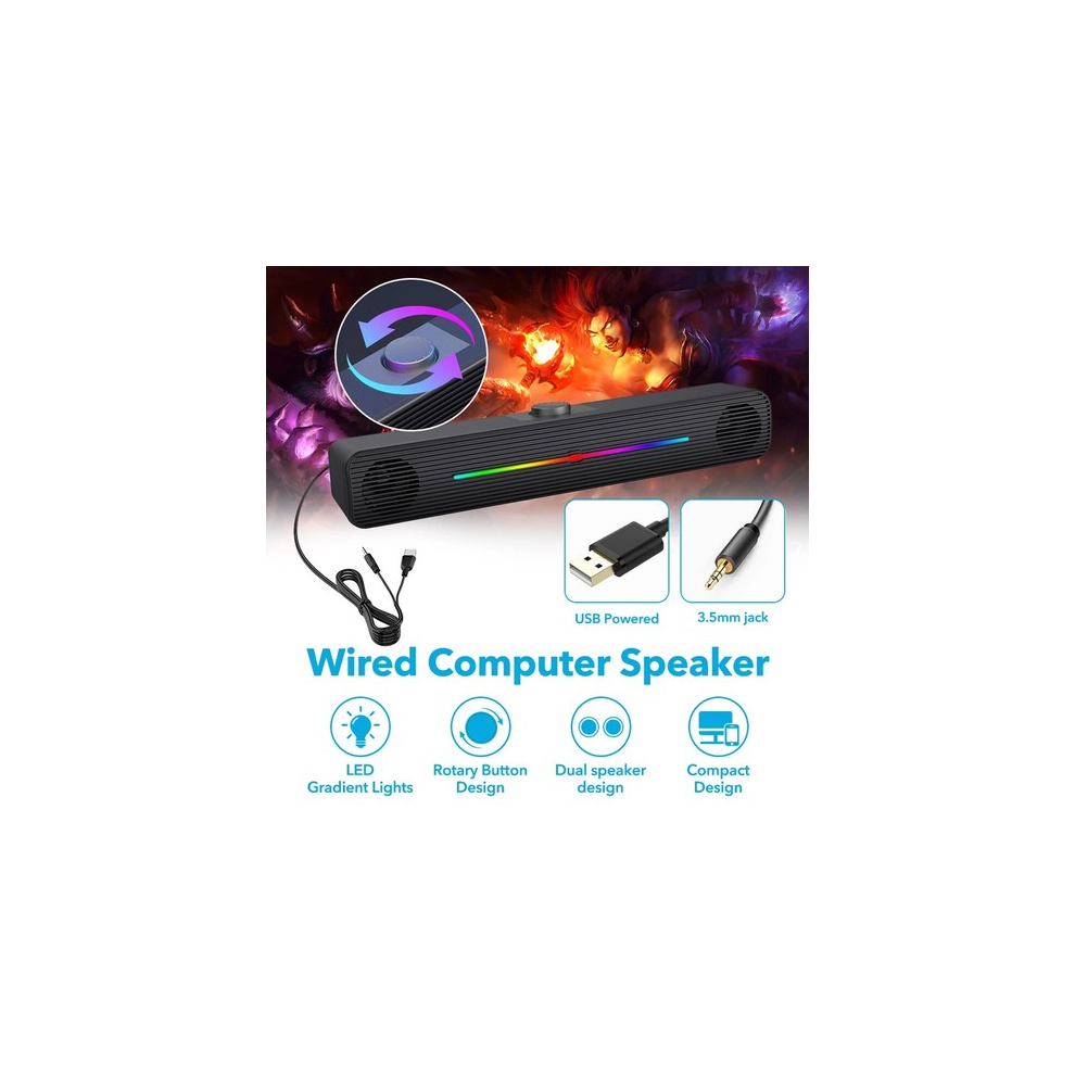Led Usb 3.5Mm Wired Sound Bar Computer Stereo Speakers Usb For Pc Desktop Laptop 81442263