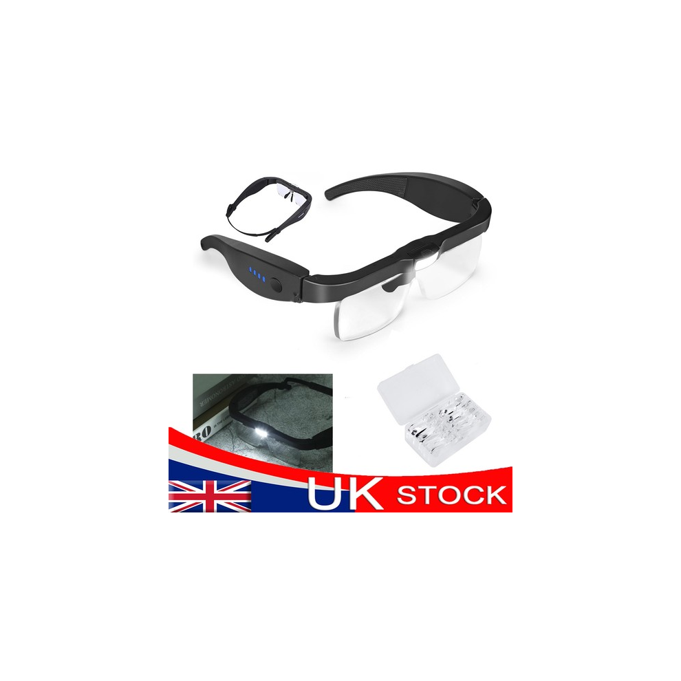 Professional Light Headband W/ 3 Led Jeweler Magnifier Magnifying Glass Loupe Uk