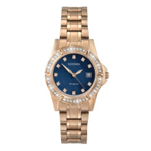 Sekonda Sienna Womens Watch – 28mm Ladies Watch with Stone Set Bezel, Date Window and Rose Gold-Tone Stainless Steel Bracelet – 50m Water Resista