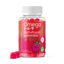 Kids 13-in-1 Omega 3-6-9 Gummies | All-in-One Multivitamin | 2-Month Supply | Ages 5–12 | Sugar-Free Vegan | with Vitamins D3, C, A, E, B6, B12 &