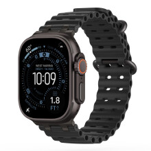 TiMOVO Ocean Strap Compatible with Apple Watch Ultra 3/2/1 49mm, Upgraded Metal Connector Breathable Sport Watch Band for Men Women, Black/Black
