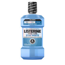 Listerine Total Care Stay White Intense Taste Classic Antibacterial Mouthwash (500ml), Fresh Mint Blast Flavour with 6-in-1 Benefits