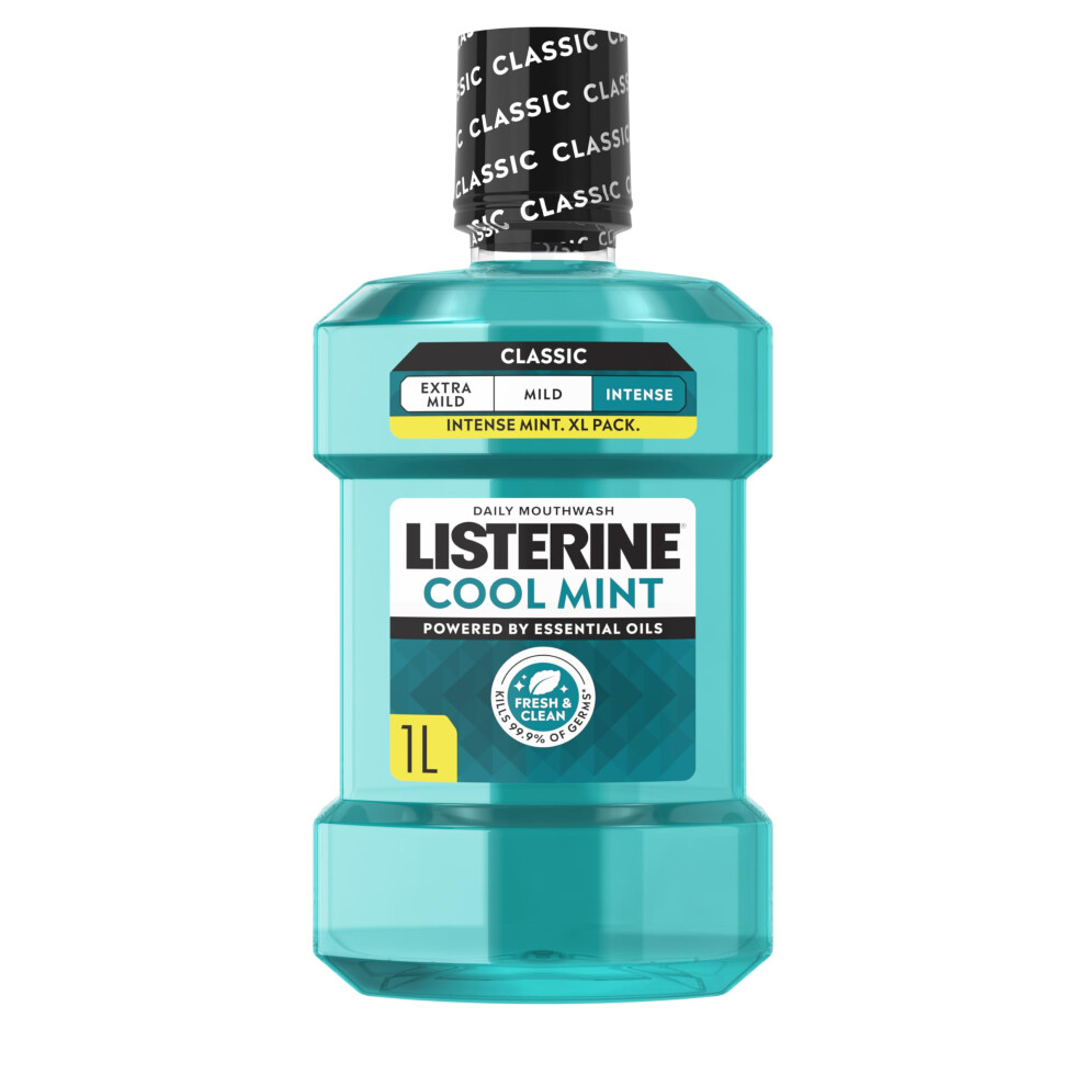 Listerine Cool Mint Intense Classic Taste Mouthwash (1000Ml) Helps Kill Germs Le