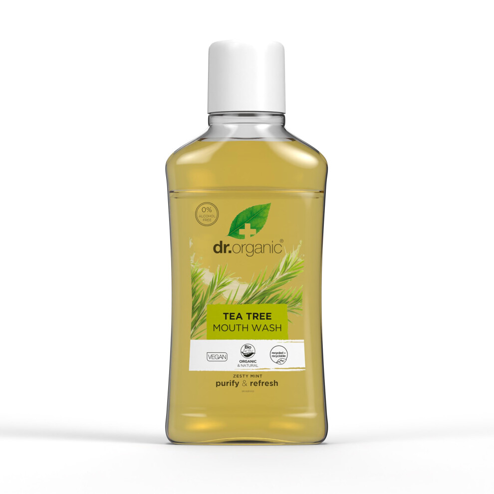 Dr. Organic Dr Organic Tea Tree Mouthwash, Alcohol Free, Fluoride Free, Refreshing, Natural, Vegan, Cruelty-Free, Paraben & Sls-Free, Organic, 500Ml, Packaging M