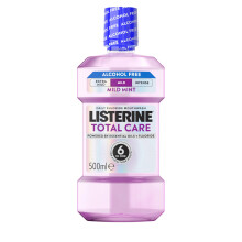 Listerine Total Care Mild Taste (Alcohol Free) Antibacterial Mouthwash (500ml), Fresh Mint Flavour with 6-in-1 Benefits